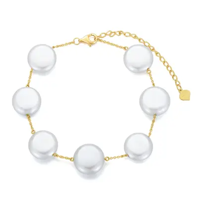 14K Gold Pearl Beads Bracelet as Anniversary Wedding Gifts for Women