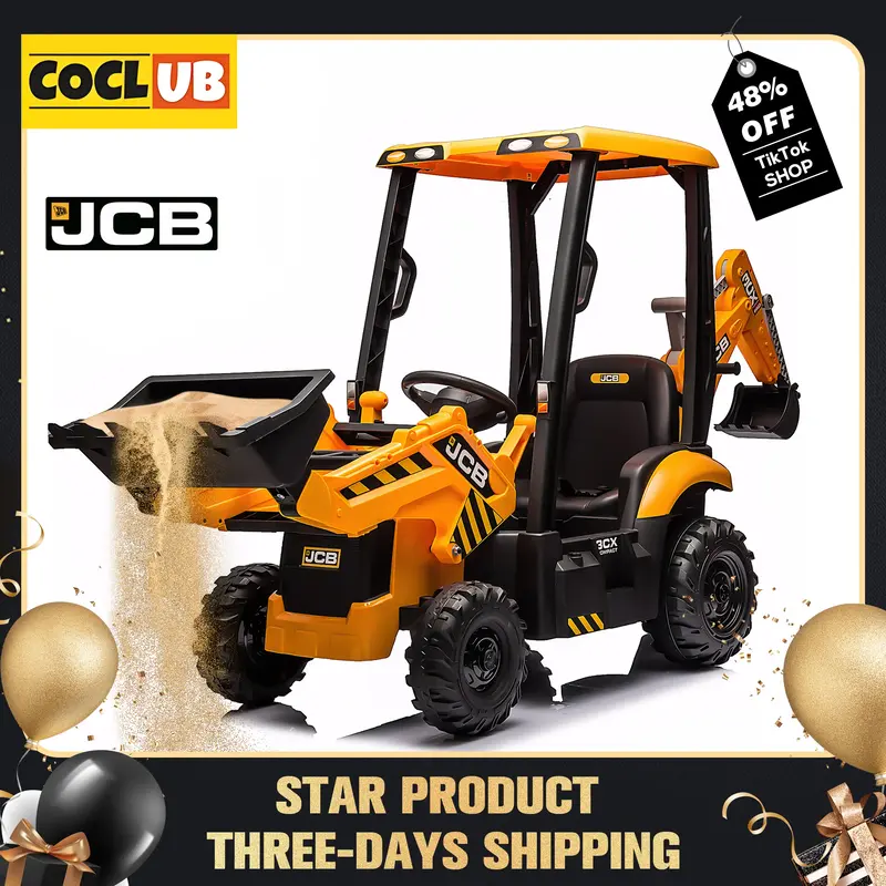 【LIVE】CoCLUB 4 in 1 Ride on Excavator, 12V Licensed JCB Excavator Ride on Toy with Remote Control, Front Loader, Horn and...
