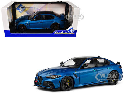 2022 Alfa Romeo Giulia GTA Anodized Blue Metallic with Carbon Top 1/18 Diecast Model Car by Solido
