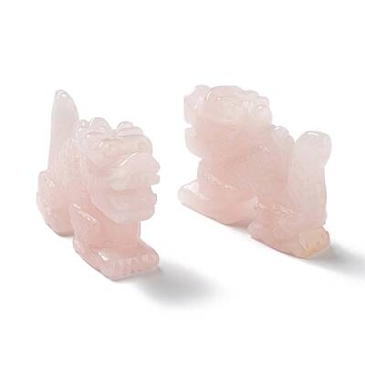 Natural Rose Quartz Carved Healing Dragon Figurines