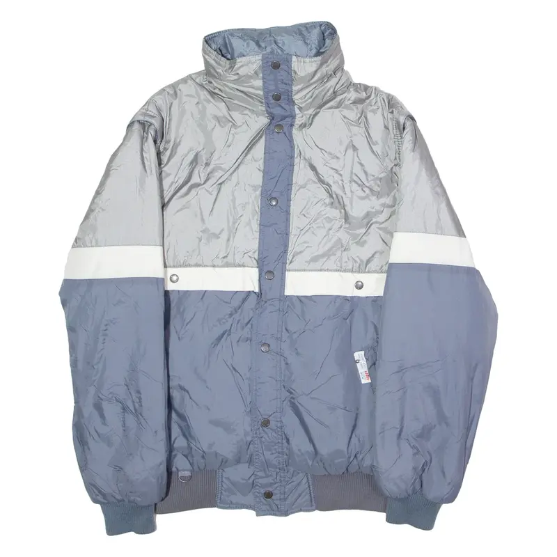 AMERICAN SPORTS Mens Jacket Blue 90s Hooded Colourblock L
