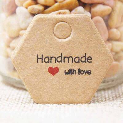 100Pcs Valentine's Day Handmade with Love Paper Gift Tags