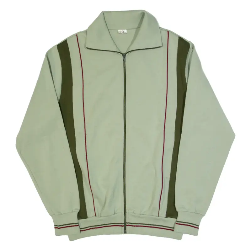 Mens Cardigan Green High Neck 90s Tight Knit Wool L
