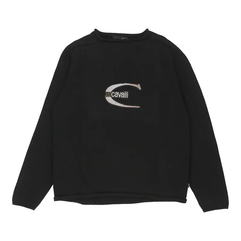 Just Cavalli Spellout Sweatshirt - Large Black Cotton | Size: large