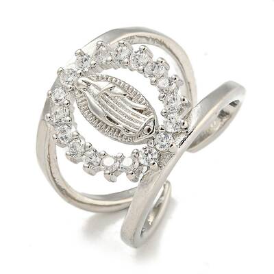 Ring with Saint Rack Plating Brass Micro Pave Cubic Zirconia Cuff Rings