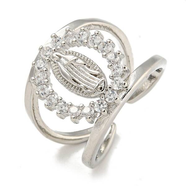 Ring with Saint Rack Plating Brass Micro Pave Cubic Zirconia Cuff Rings