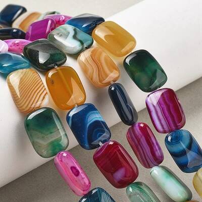 Natural Banded Agate Beads Strands