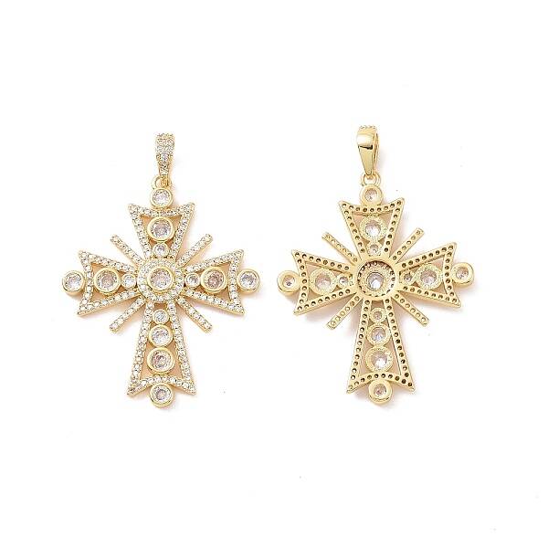 Cross Brass Micro Pave Clear Cubic Zirconia Pendants