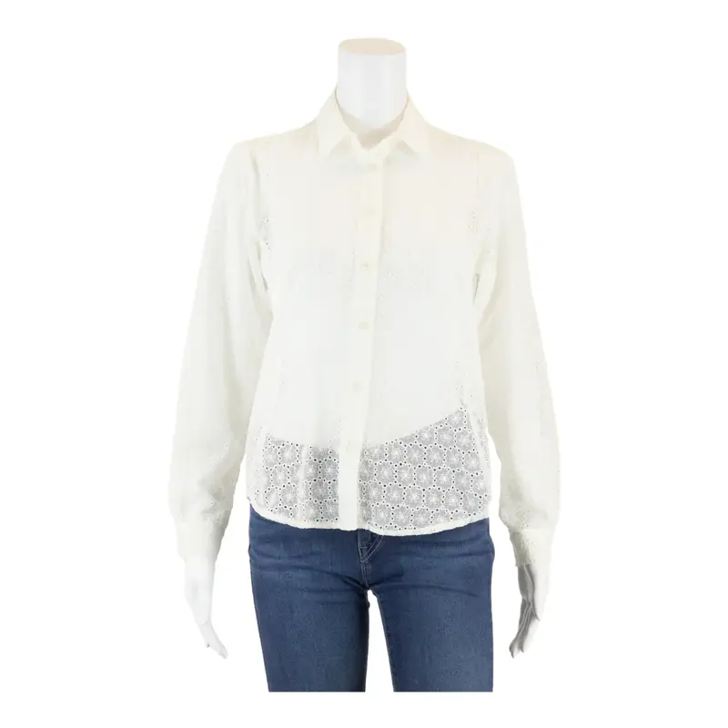 ZARA BASIC Lace Sheer Cream Basic Blouse XS