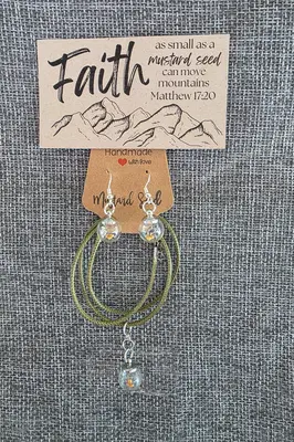 Mustard Seed Mini Glass Globe Necklace & Earring Set