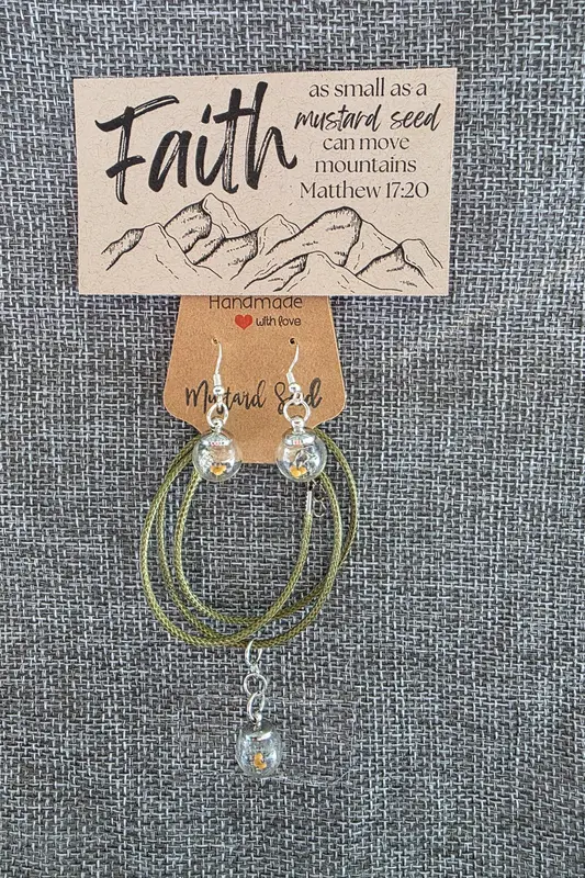 Mustard Seed Mini Glass Globe Necklace & Earring Set
