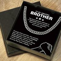 Men's Chain Necklace & Gift Card & Gift Box, 1 Set Fashion Style Stainless Steel Necklace, Domineering Hip-hop Punk Rock Chai...