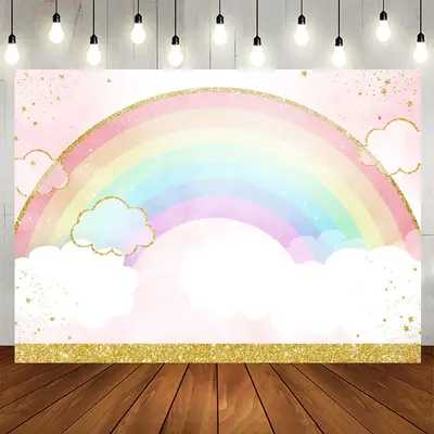 Aperturee Rainbow Watercolor Cloud Backdrop for Baby Shower