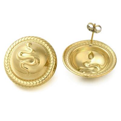 Ion Plating(IP) 304 Stainless Steel Flat Round with Snake Stud Earrings