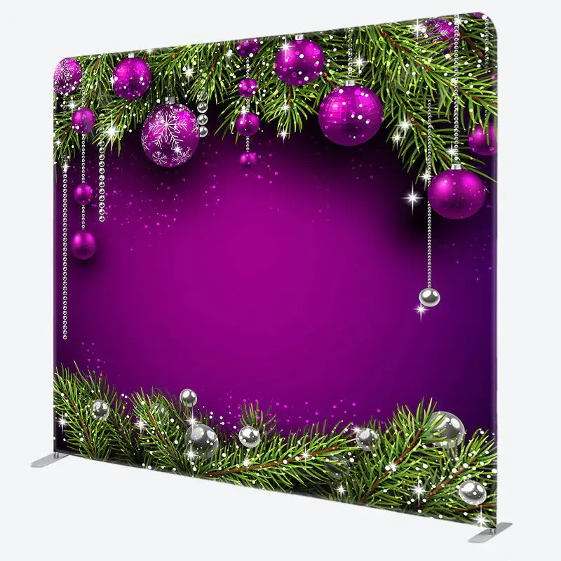 Aperturee Purple Bell Pine Leaf Christmas Pillow Case Backdrop - Aperturee