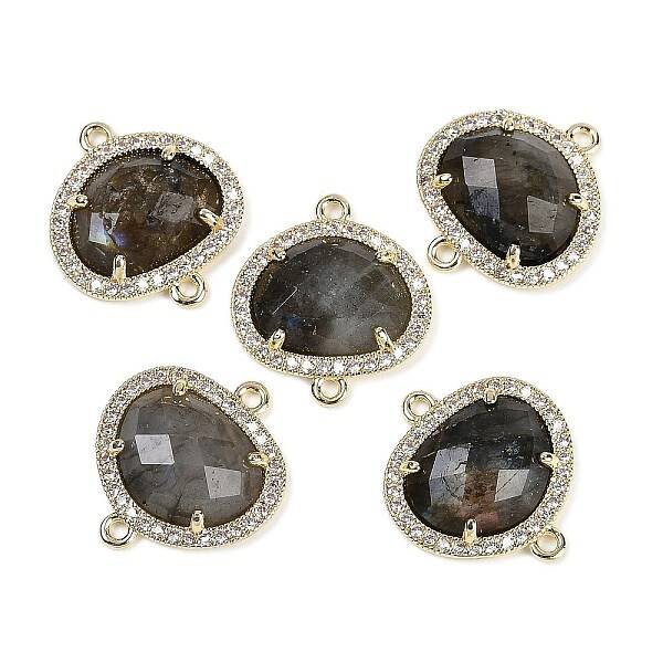 Natural Labradorite Faceted Oval Links