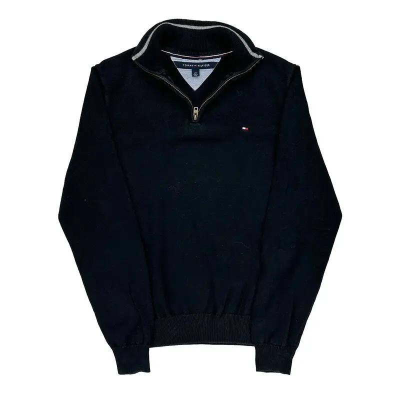 Tommy Hilfiger 1/4 Zip - Large Black Cotton