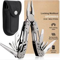 Self Locking Multitool Plier, 15 in 1 Handmade Multi Tool Plier with Nylon Sheath, Spring Inside Multi-tool, Birthday Christm...