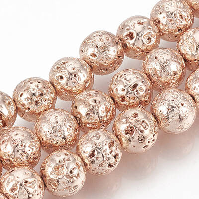 Electroplated Natural Lava Rock Beads Strands