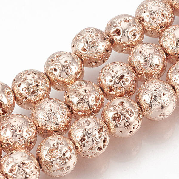Electroplated Natural Lava Rock Beads Strands