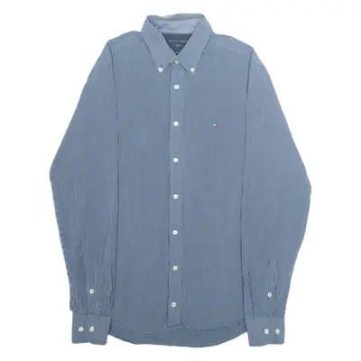 TOMMY HILFIGER Slim Fit Mens Shirt Blue Pinstripe Long Sleeve M