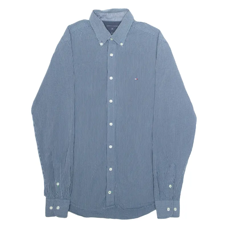 TOMMY HILFIGER Slim Fit Mens Shirt Blue Pinstripe Long Sleeve M
