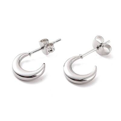 Non-Tarnish 304 Stainless Steel Crescent Moon Stud Earrings for Women