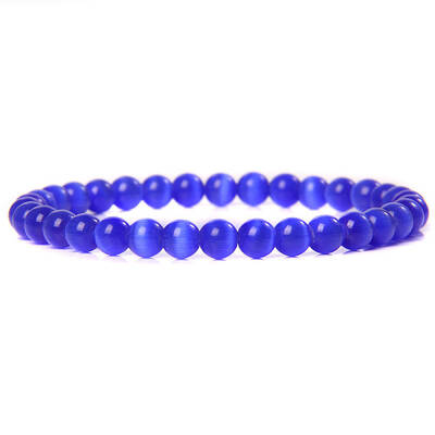 Synthetic Cat Eye Round Beaded Stretch Bracelet