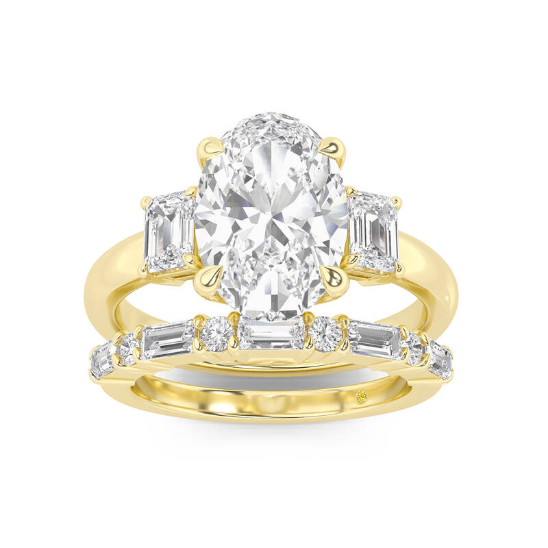 Moonbeam Lab Grown Oval Shaped Diamond Engagement Ring with the Cleo Wedding Band | 10K Yellow Gold 2 1/2 ct. tw.