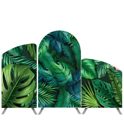 Aperturee Monstera Summer Theme Birthday Arch Backdrop Kit | Diy Arch Backdrop Cover | Custom Arched Wall Covers | Diy Round ...
