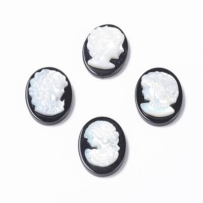 Natural Dyed & Heated Black Agate Cameo Cabochons