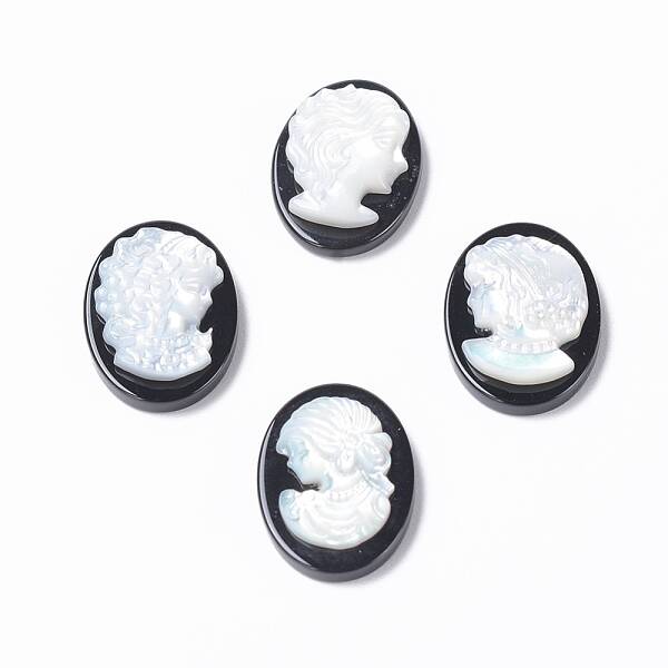 Natural Dyed & Heated Black Agate Cameo Cabochons
