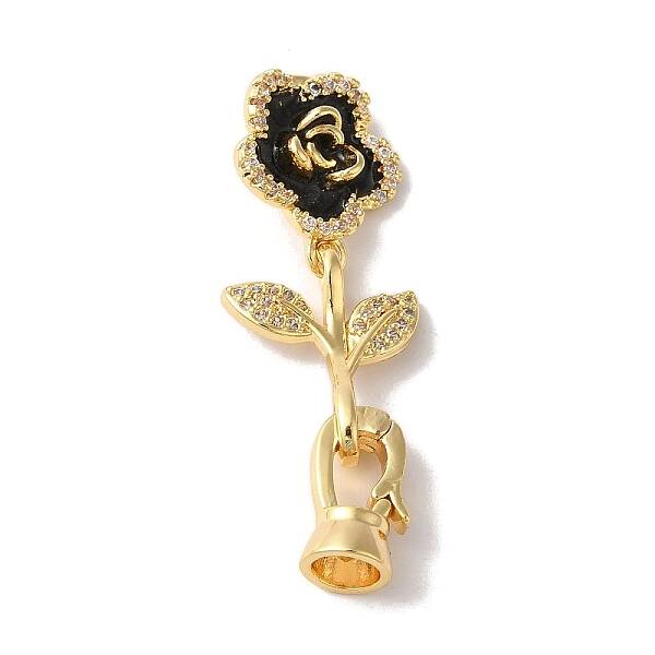 Brass Micro Pave Cubic Zirconia Fold Over Clasps
