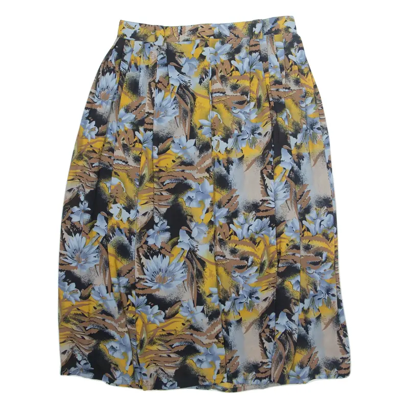 THE LEGEND Womens A-Line Skirt Black Knee Length Floral L