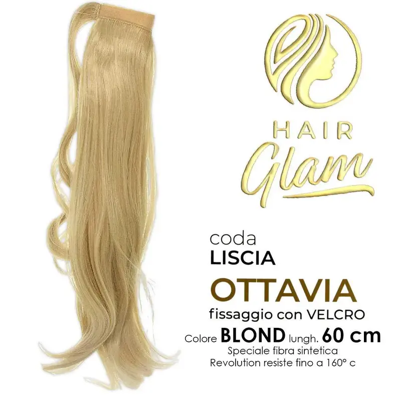 HAIR GLAM OTTAVIA CODA W/VELCRO FIBER REVOLUTION Length 60 BLONDE CM