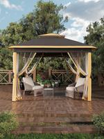 11x11ft Pop Up Gazebo Tent With Mosquito Netting, Outdoor Canopy Shelter Easy Setup, Water & UV Resistant - Khaki Patio Loung...