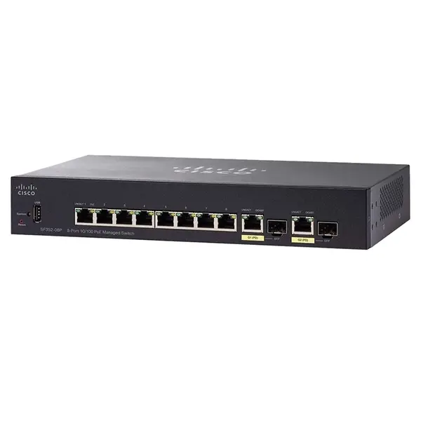 Cisco SF352-08P-K9-NA-RF | Small Business 350 Series SF352-08P 8 x Ports PoE+ 10/100Base-T + 2 x Ports Combo SFP Layer 2 Mana...
