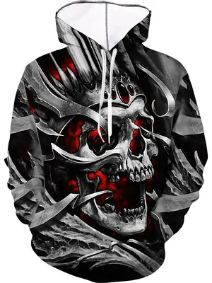 Unisex Men's Halloween Skull Print Drawstring Hoodie, Fashion Essentials Hoodie, Casual Long Sleeve Pocket Hooded Sweatshirt...