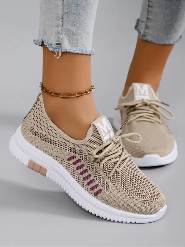 Women's Summer Fashionable Breathable Lightweight Mesh Sneakers, Casual Comfortable Sports Running Shoes, All-match Lace Up S...