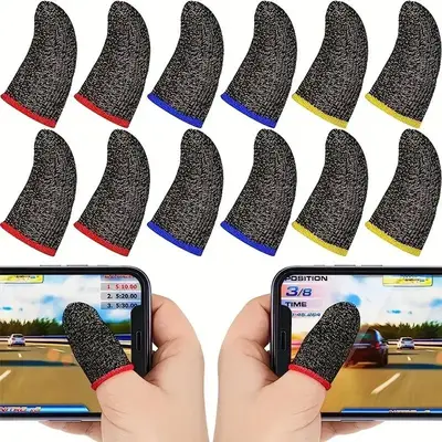 Gaming Finger Sleeve (6 Pairs), Controller Accessories, Gaming Room Gadgets, Breathable Touch Screen Finger Cover, Game Con...