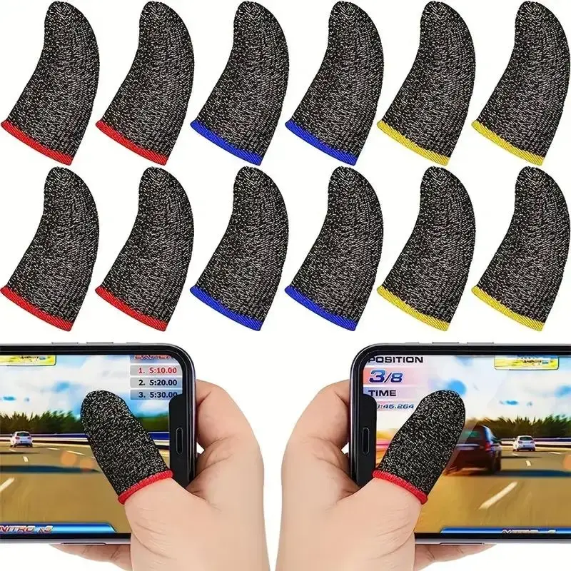 Gaming Finger Sleeve (6 Pairs), Controller Accessories, Gaming Room Gadgets, Breathable Touch Screen Finger Cover, Game Con...