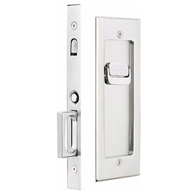 Emtek Modern Rectangular Pocket Door Mortise Lock Privacy, 2-7/8 X 7-1/4, For 1-3/4 Thickness, Satin Nickel