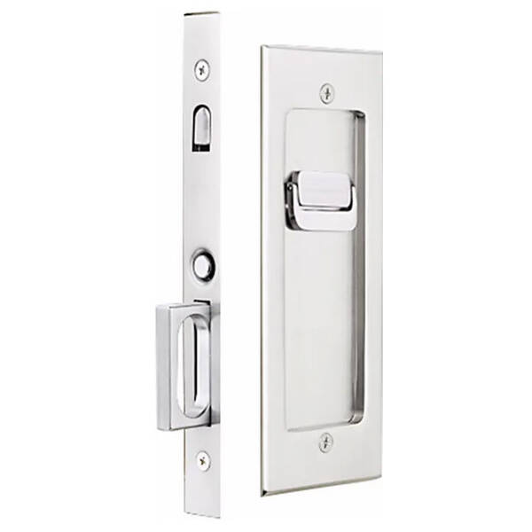 Emtek Modern Rectangular Pocket Door Mortise Lock Privacy, 2-7/8 X 7-1/4, For 1-3/4 Thickness, Satin Nickel