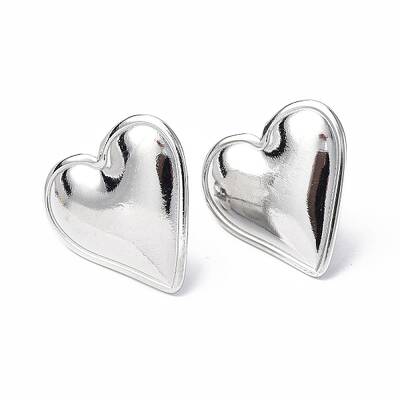 Non-Tarnish 304 Stainless Steel Heart Stud Earrings for Women