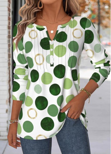 Modlily Multi Color Polka Dot Long Sleeve T Shirt - L