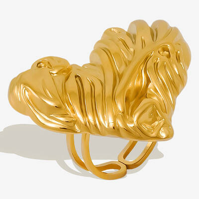 304 Stainless Steel Heart-shaped Cuff Ring for Women