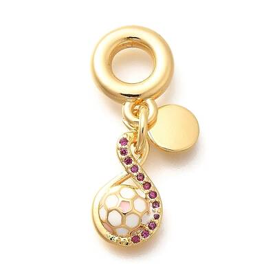 Brass Cubic Zirconia Football European Dangle Charms