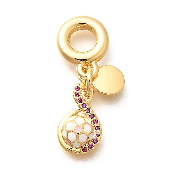Brass Cubic Zirconia Football European Dangle Charms