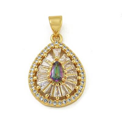 Rack Plating Brass Pave Cubic Zirconia Pendants