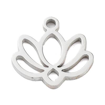 Non-Tarnish 304 Stainless Steel Flower Lotus Charms